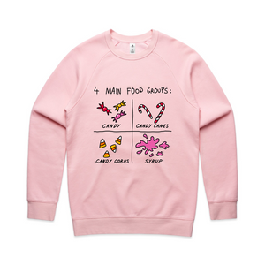 Food Groups Jumper by Lonely Kids Club. All clothing from our T-shirts to our shorts and hoodies are ethically made, and printed packed and shipped from Sydney.