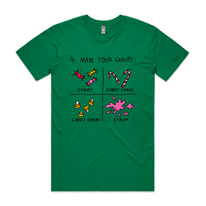 Food Groups Tee by Lonely Kids Club. All clothing from our T-shirts to our shorts and hoodies are ethically made, and printed packed and shipped from Sydney.
