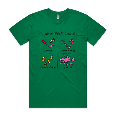 Food Groups Tee by Lonely Kids Club. All clothing from our T-shirts to our shorts and hoodies are ethically made, and printed packed and shipped from Sydney.