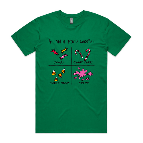 Food Groups Tee by Lonely Kids Club. All clothing from our T-shirts to our shorts and hoodies are ethically made, and printed packed and shipped from Sydney.
