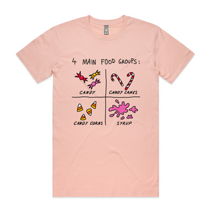 Food Groups Tee by Lonely Kids Club. All clothing from our T-shirts to our shorts and hoodies are ethically made, and printed packed and shipped from Sydney.