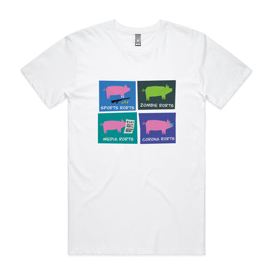 Four Rorts Tee by Lonely Kids Club. All clothing from our T-shirts to our shorts and hoodies are ethically made, and printed packed and shipped from Sydney.