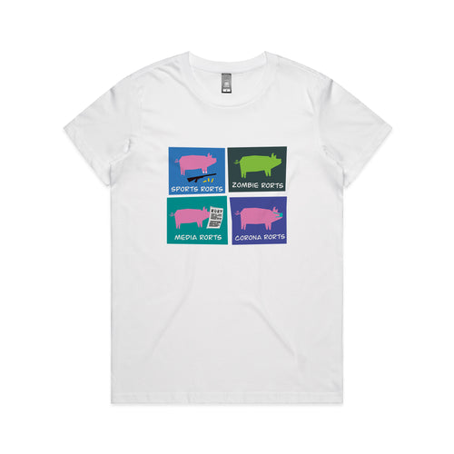 Four Rorts Tee by Lonely Kids Club. All clothing from our T-shirts to our shorts and hoodies are ethically made, and printed packed and shipped from Sydney.