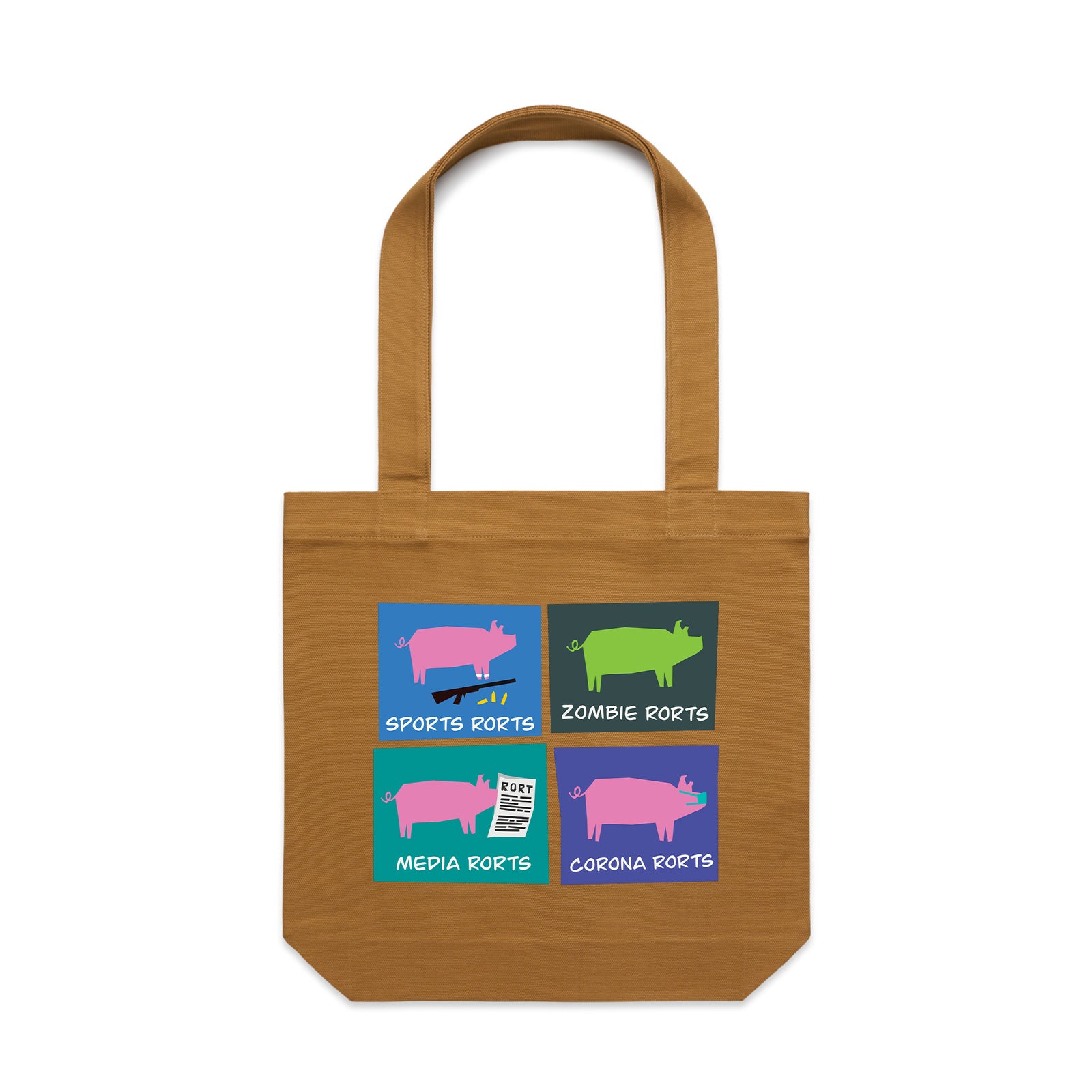 Four Rorts Tote by Lonely Kids Club. All clothing from our T-shirts to our shorts and hoodies are ethically made, and printed packed and shipped from Sydney.