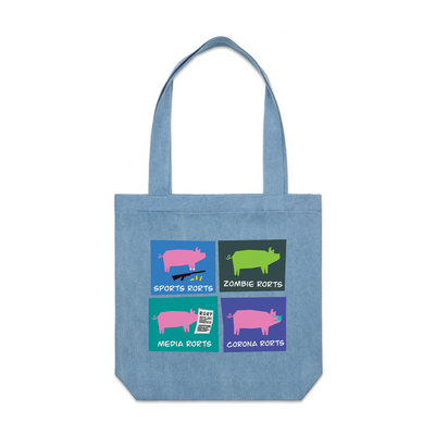 Four Rorts Tote by Lonely Kids Club. All clothing from our T-shirts to our shorts and hoodies are ethically made, and printed packed and shipped from Sydney.