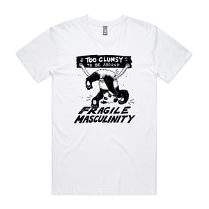 Fragile Masculinity Tee by Lonely Kids Club. All clothing from our T-shirts to our shorts and hoodies are ethically made, and printed packed and shipped from Sydney.