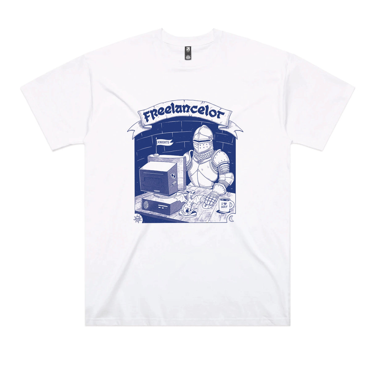 White oversized t-shirt with Freelancelot graphic by Lonely Kids Club