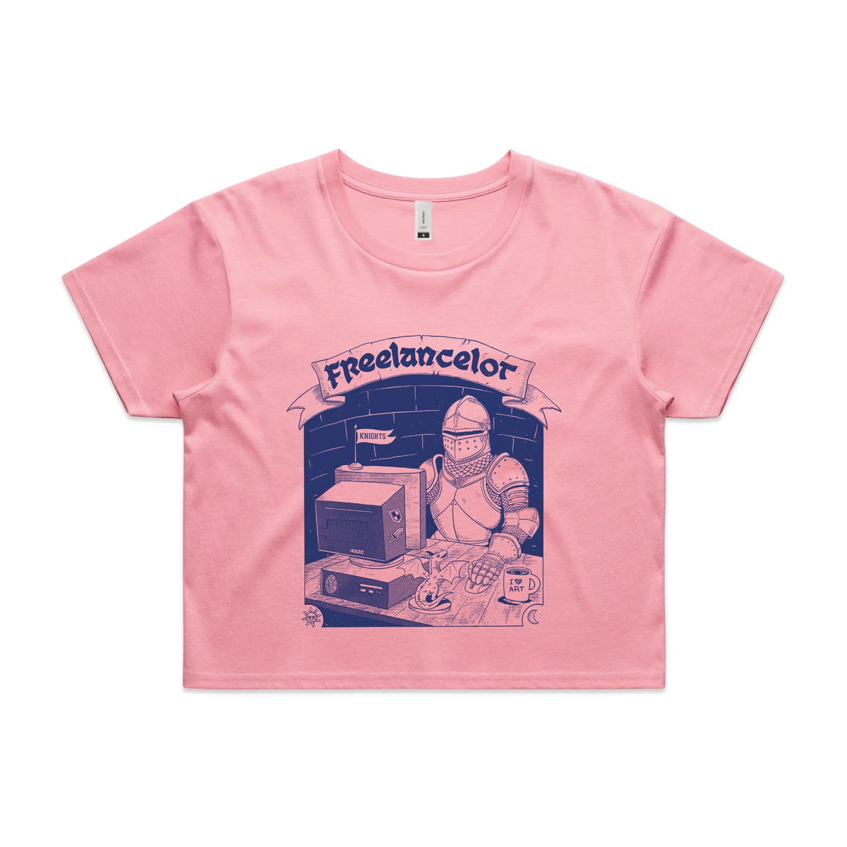 Bubblegum crop top with Freelancelot graphic by Lonely Kids Club