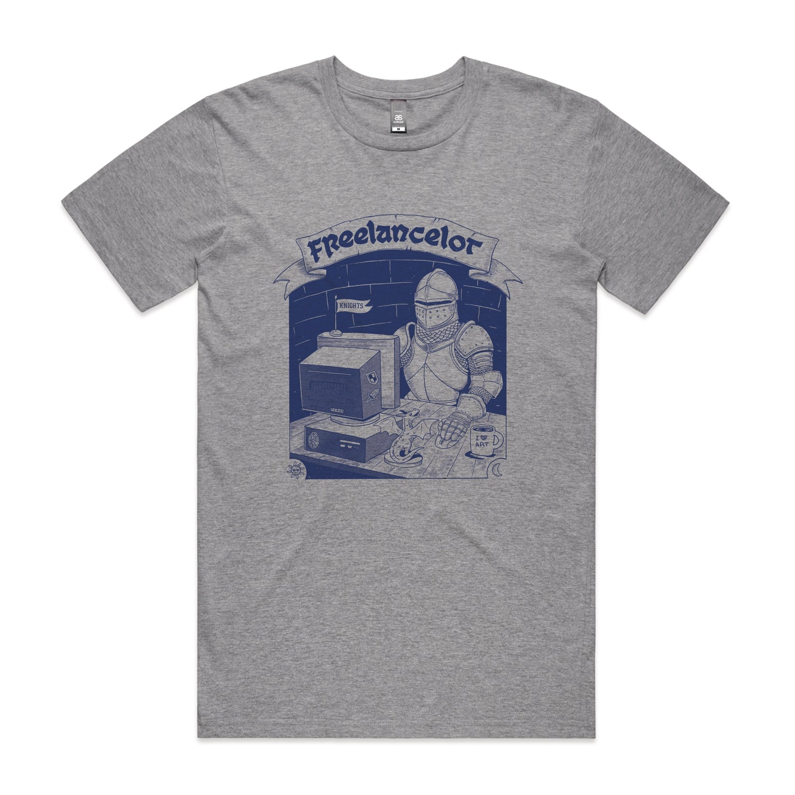 Grey Marle unisex t-shirt with Freelancelot graphic by Lonely Kids Club