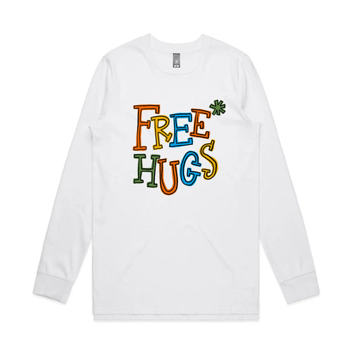 Free Hugs Tee by Lonely Kids Club. All clothing from our T-shirts to our shorts and hoodies are ethically made, and printed packed and shipped from Sydney.