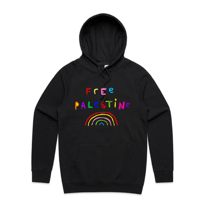 Free Palestine Charity Hoodie by Lonely Kids Club. All clothing from our T-shirts to our shorts and hoodies are ethically made, and printed packed and shipped from Sydney.