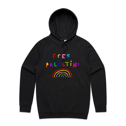 Free Palestine Charity Hoodie by Lonely Kids Club. All clothing from our T-shirts to our shorts and hoodies are ethically made, and printed packed and shipped from Sydney.