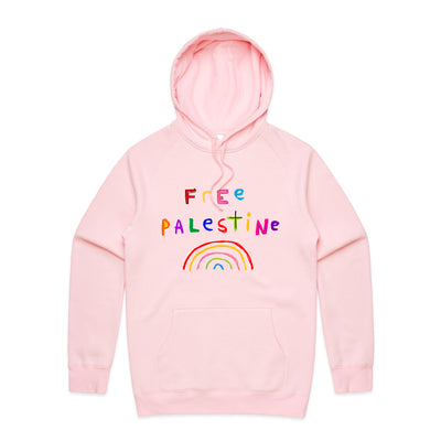 Free Palestine Charity Hoodie by Lonely Kids Club. All clothing from our T-shirts to our shorts and hoodies are ethically made, and printed packed and shipped from Sydney.