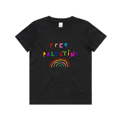 Free Palestine Charity Kids Tee by Lonely Kids Club. All clothing from our T-shirts to our shorts and hoodies are ethically made, and printed packed and shipped from Sydney.
