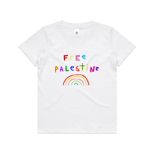 Free Palestine Charity Kids Tee by Lonely Kids Club. All clothing from our T-shirts to our shorts and hoodies are ethically made, and printed packed and shipped from Sydney.