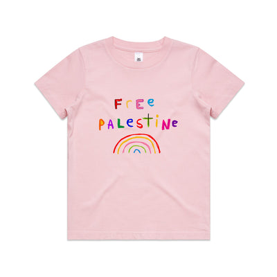 Free Palestine Charity Kids Tee by Lonely Kids Club. All clothing from our T-shirts to our shorts and hoodies are ethically made, and printed packed and shipped from Sydney.