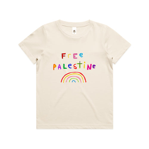Free Palestine Charity Kids Tee by Lonely Kids Club. All clothing from our T-shirts to our shorts and hoodies are ethically made, and printed packed and shipped from Sydney.