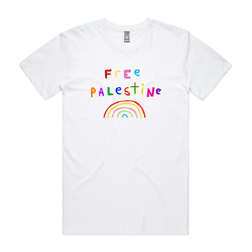 Free Palestine Charity Tee by Lonely Kids Club. All clothing from our T-shirts to our shorts and hoodies are ethically made, and printed packed and shipped from Sydney.