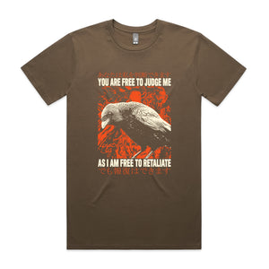 Free To Retaliate Tee by Lonely Kids Club. All clothing from our T-shirts to our shorts and hoodies are ethically made, and printed packed and shipped from Sydney.