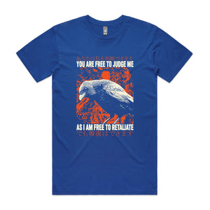 Free To Retaliate Tee by Lonely Kids Club. All clothing from our T-shirts to our shorts and hoodies are ethically made, and printed packed and shipped from Sydney.