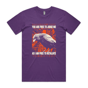 Free To Retaliate Tee by Lonely Kids Club. All clothing from our T-shirts to our shorts and hoodies are ethically made, and printed packed and shipped from Sydney.
