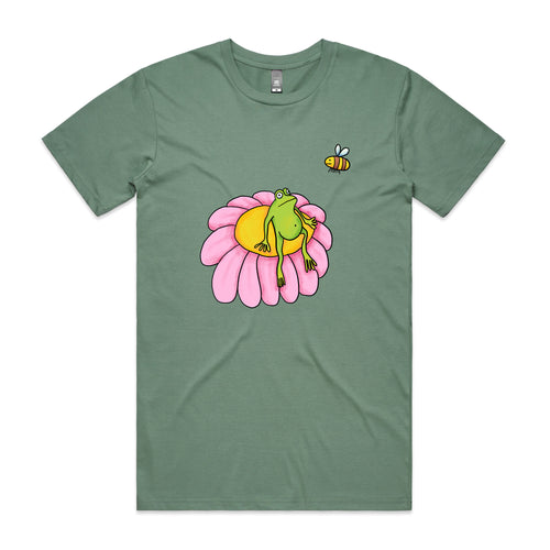 Contemplative Frog Tee by Lonely Kids Club. All clothing from our T-shirts to our shorts and hoodies are ethically made, and printed packed and shipped from Sydney.
