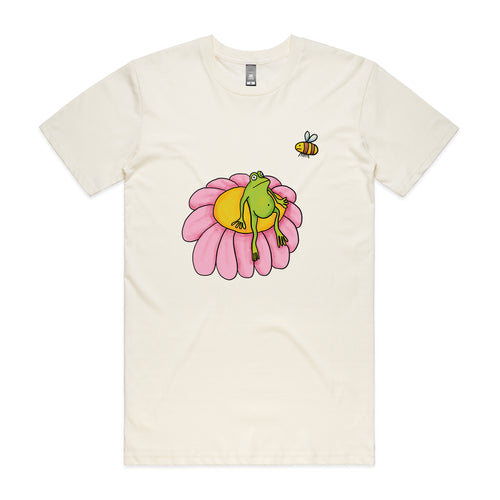 Contemplative Frog Tee by Lonely Kids Club. All clothing from our T-shirts to our shorts and hoodies are ethically made, and printed packed and shipped from Sydney.