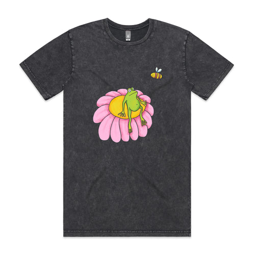 Contemplative Frog Tee by Lonely Kids Club. All clothing from our T-shirts to our shorts and hoodies are ethically made, and printed packed and shipped from Sydney.