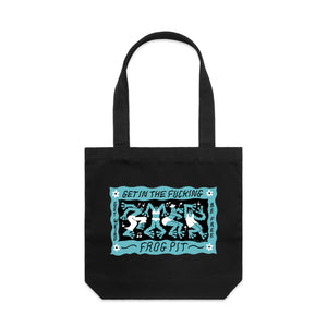 Frog Pit Tote by Lonely Kids Club. All clothing from our T-shirts to our shorts and hoodies are ethically made, and printed packed and shipped from Sydney.