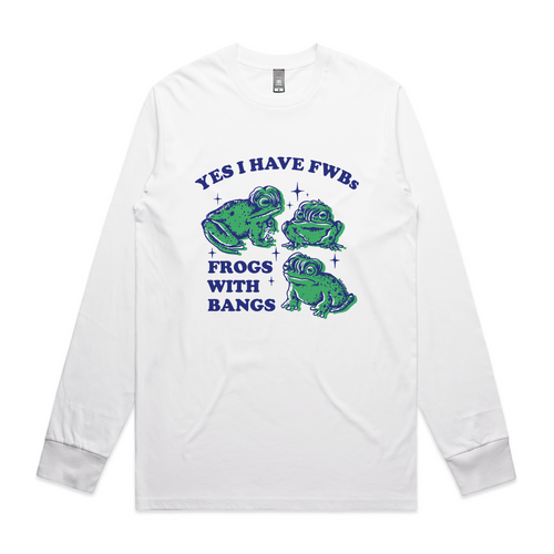 Frogs With Bangs Tee by Lonely Kids Club. All clothing from our T-shirts to our shorts and hoodies are ethically made, and printed packed and shipped from Sydney.