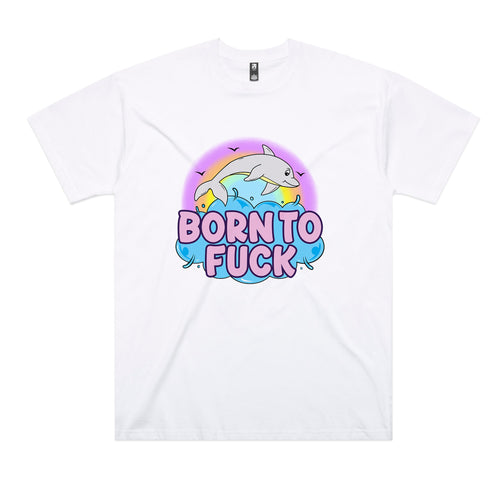 Born To Fuck Tee by Lonely Kids Club. All clothing from our T-shirts to our shorts and hoodies are ethically made, and printed packed and shipped from Sydney.