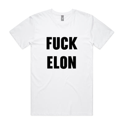 Fuck Elon Tee by Lonely Kids Club. All clothing from our T-shirts to our shorts and hoodies are ethically made, and printed packed and shipped from Sydney.