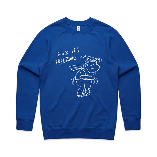 Fuck It's Freezing Jumper by Lonely Kids Club. All clothing from our T-shirts to our shorts and hoodies are ethically made, and printed packed and shipped from Sydney.