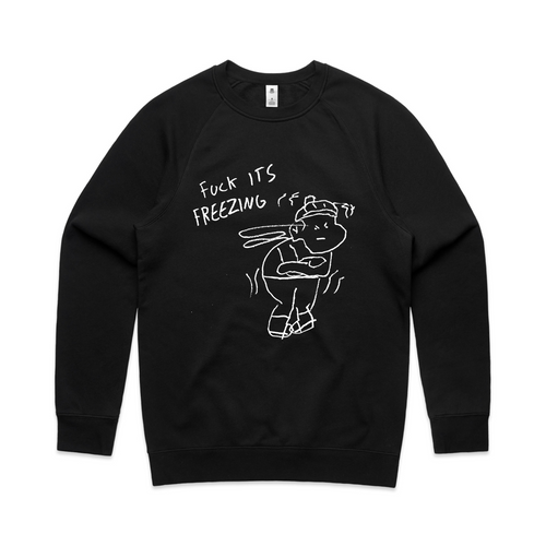 Fuck It's Freezing Jumper by Lonely Kids Club. All clothing from our T-shirts to our shorts and hoodies are ethically made, and printed packed and shipped from Sydney.