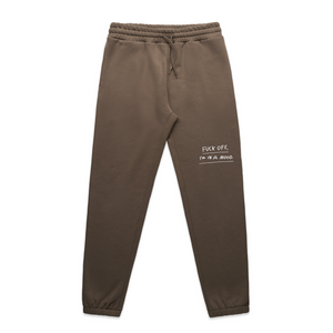 Fuck Off Track Pants by Lonely Kids Club. All clothing from our T-shirts to our shorts and hoodies are ethically made, and printed packed and shipped from Sydney.