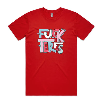 Fuck TERFs Tee by Lonely Kids Club. All clothing from our T-shirts to our shorts and hoodies are ethically made, and printed packed and shipped from Sydney.