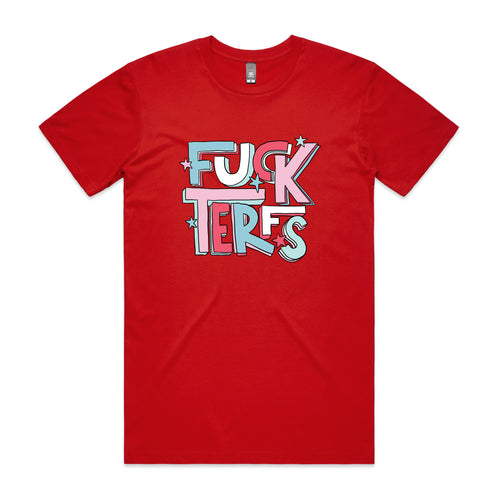 Fuck TERFs Tee by Lonely Kids Club. All clothing from our T-shirts to our shorts and hoodies are ethically made, and printed packed and shipped from Sydney.