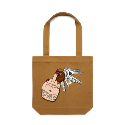 Fuck The Patriarchy Tote by Lonely Kids Club. All clothing from our T-shirts to our shorts and hoodies are ethically made, and printed packed and shipped from Sydney.