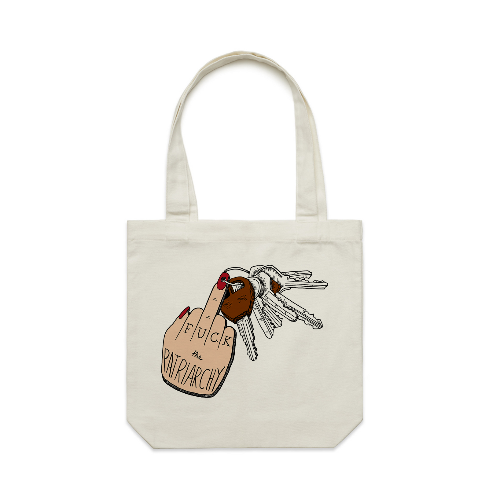 Fuck The Patriarchy Tote by Lonely Kids Club. All clothing from our T-shirts to our shorts and hoodies are ethically made, and printed packed and shipped from Sydney.