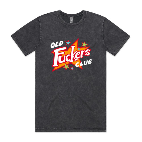 Old Fuckers Club Tee by Lonely Kids Club. All clothing from our T-shirts to our shorts and hoodies are ethically made, and printed packed and shipped from Sydney.