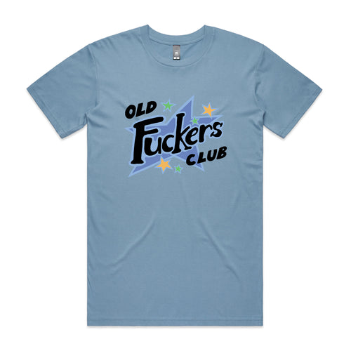 Old Fuckers Club Tee by Lonely Kids Club. All clothing from our T-shirts to our shorts and hoodies are ethically made, and printed packed and shipped from Sydney.