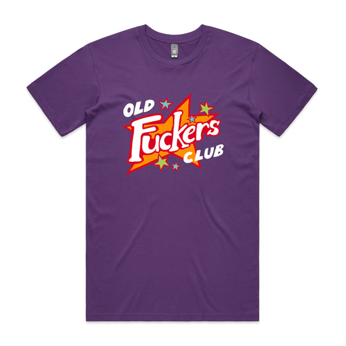 Old Fuckers Club Tee by Lonely Kids Club. All clothing from our T-shirts to our shorts and hoodies are ethically made, and printed packed and shipped from Sydney.