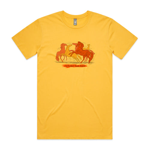 Fuckin' Fast Tee by Lonely Kids Club. All clothing from our T-shirts to our shorts and hoodies are ethically made, and printed packed and shipped from Sydney.
