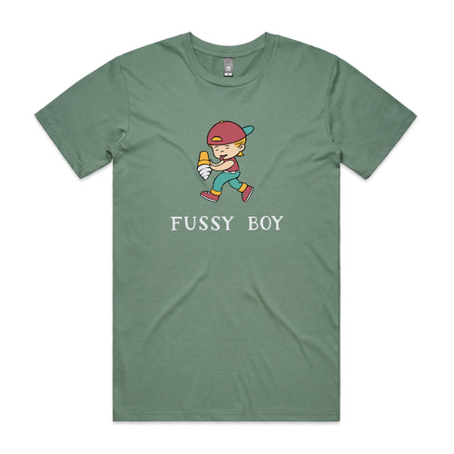 Fussy Boy Tee by Lonely Kids Club. All clothing from our T-shirts to our shorts and hoodies are ethically made, and printed packed and shipped from Sydney.