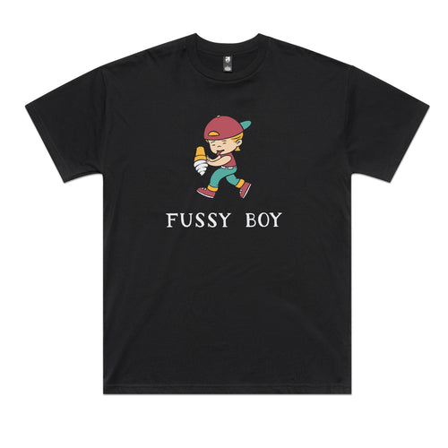 Fussy Boy Tee by Lonely Kids Club. All clothing from our T-shirts to our shorts and hoodies are ethically made, and printed packed and shipped from Sydney.
