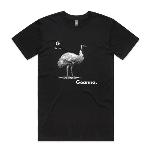 G Is For Goanna Tee by Lonely Kids Club. All clothing from our T-shirts to our shorts and hoodies are ethically made, and printed packed and shipped from Sydney.
