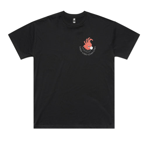 Gang Gang Gang Gang Tee by Lonely Kids Club. All clothing from our T-shirts to our shorts and hoodies are ethically made, and printed packed and shipped from Sydney.