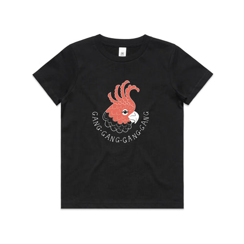 Gang Gang Gang Gang Kids Tee by Lonely Kids Club. All clothing from our T-shirts to our shorts and hoodies are ethically made, and printed packed and shipped from Sydney.