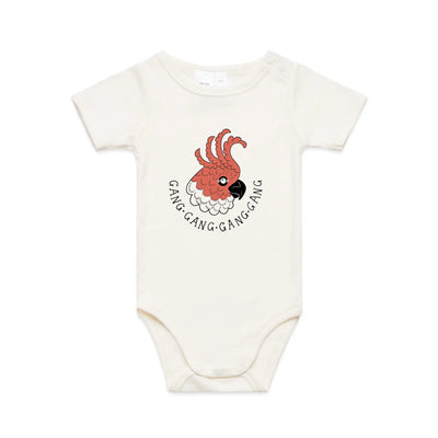 Gang Gang Gang Gang Baby Onesie by Lonely Kids Club. All clothing from our T-shirts to our shorts and hoodies are ethically made, and printed packed and shipped from Sydney.