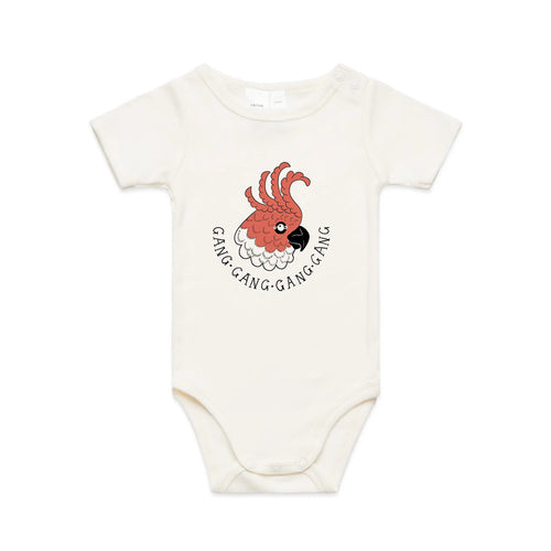Gang Gang Gang Gang Baby Onesie by Lonely Kids Club. All clothing from our T-shirts to our shorts and hoodies are ethically made, and printed packed and shipped from Sydney.